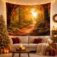 thumbnail image 3 of Autumn Forest Path with Sunlit Trees and Mossy Rocks, Serene Rustic for Nature Lovers, Woodland Wall Decor, Mother's Day Gift, Tapestry Wall Hanging for Bedroom and Living Room, 3 of 7