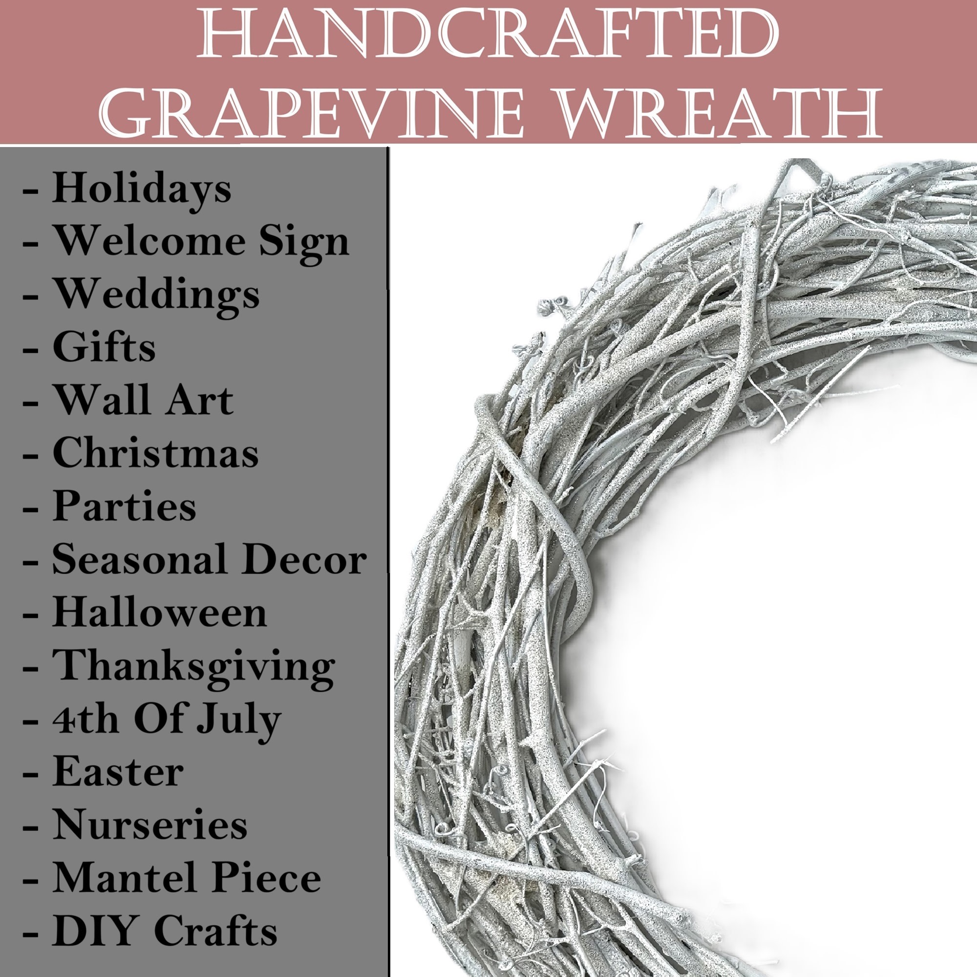 Kraft Lane: 18" Painted Grapevine Wreath - Glitter White - DIY Craft Projects, Handcrafted, In-Outdoor Decoration, Behr Paint, Seasonal-Holiday-Home