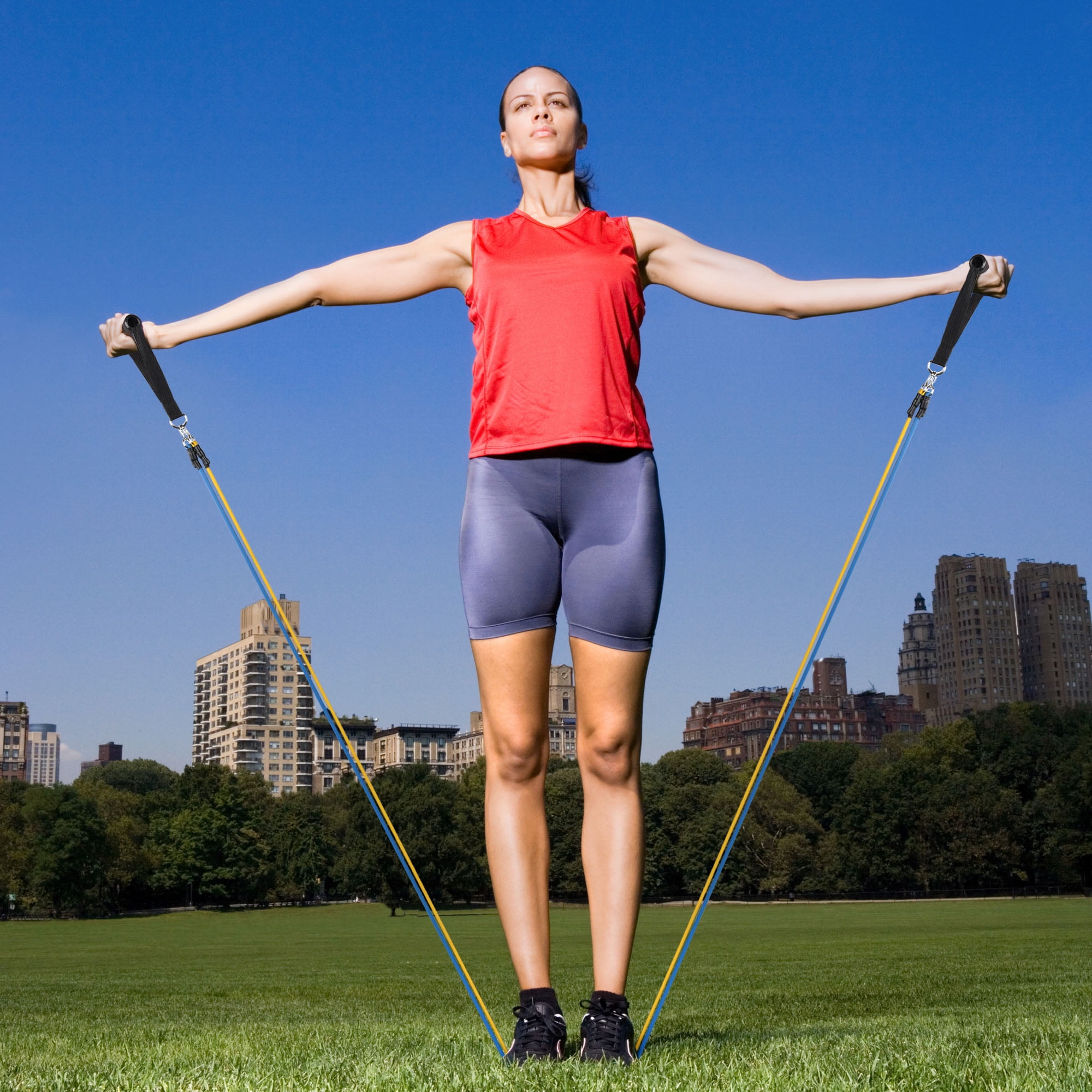 Yescom 5 Tubes Resistance Bands Set Exercise Workout Stackable 100Lbs Ankle Strap Home