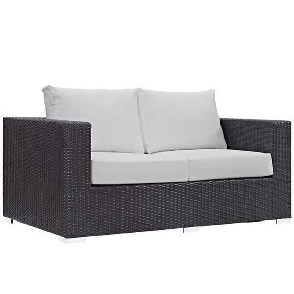 Afuera Living Patio Loveseat in Espresso and White