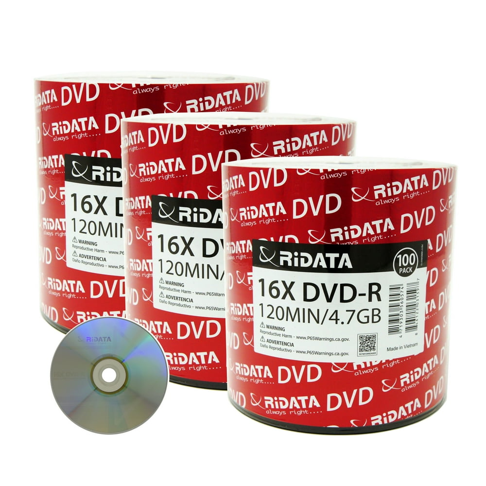 300 Pack Ridata Dvd R 16x 4 7gb 120 Min Silver Logo Top Blank Data