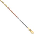 thumbnail image 1 of 14k Tri Colored 9 Inch 1.5mm Rope Anklet Ankle Bracelet Chain, 1 of 5
