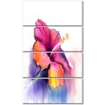 thumbnail image 2 of Fleur d'Hibiscus Rouge Jaune en Bleu - Grande Fleur Art Mural sur Toile, 2 of 3