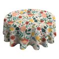 thumbnail image 4 of Pioneer Flower Floral Print Pattern Round Tablecloth 60"x60",Wrinkle Wipeable Table Cloth for Kitchen Dining Room Picnic Patio Party, 4 of 6