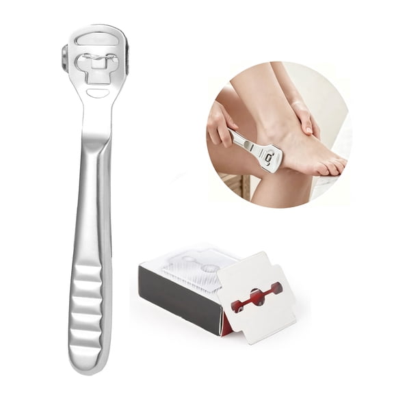 OFEFE Professional Callus Shaver Kit with 10 Replacement Blades - Stainless Steel Foot Callus Remover Tool for Dead Skin, Cracked Heels & Hard Skin Removal, Pedicure Tools for Smooth Feet & Hands