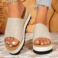 thumbnail image 2 of Platform Sandals for Women Chunky Wedge Espadrilles Lug Sole Non Slip Heels Comfortable Summer Walking Beach Shoes Beige Size 6, 2 of 6