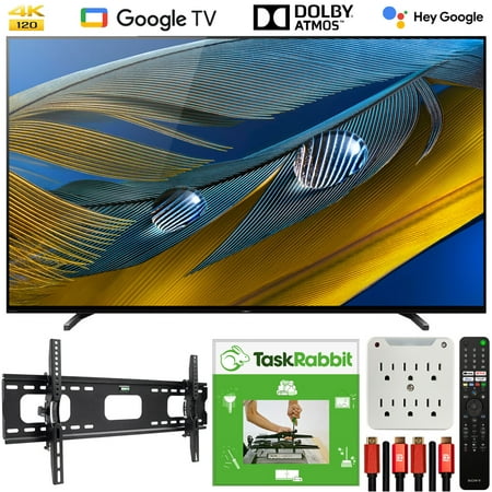 Sony XR77A80J 77-inch A80J 4K OLED Smart TV (2021) Bundle with TaskRabbit Installation Services + Deco Gear Wall Mount + HDMI Cables + Surge Adapter