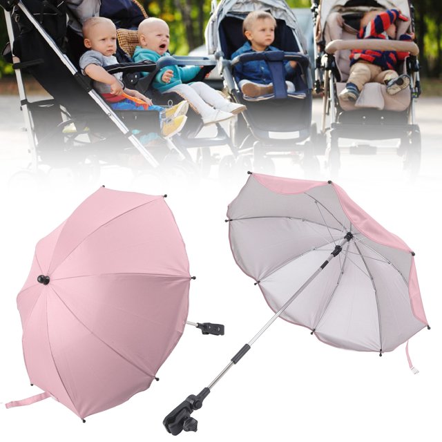 Parasol pour Bébé, Parasol Universel pour Bébé de 14 Po, Parapluie Universel Réglable à 360 Degrés avec Protection UV, Parasol de Soleil Portable pour Chariot, Fauteuil Roulant, Chaise de Plage