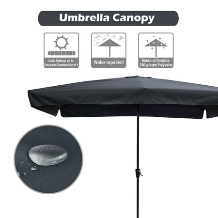 Sun Umbrella Patio Uk Yescom 10x6.5ft Patio Umbrella 6 Ribs Market Table Umbrella Tilt w/ Crank Outdoor Rectangular Sunshade Cover 3 Color Opt ()