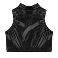 thumbnail image 5 of Alvivi Kids Girls Metallic Sleeveless Turtleneck Tops Gymnastics Workout Tank Vest 8-16 Black 10, 5 of 6
