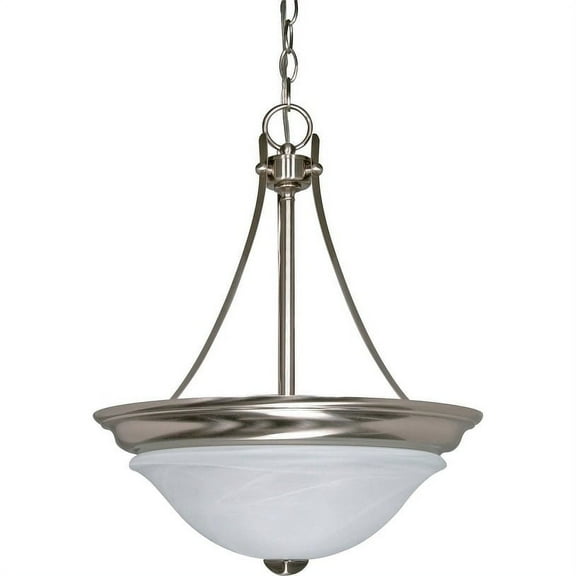 Nuvo Lighting 60465 - 2 Light (Twist and Lock Base) 15.5" Triumph Brushed Nickel Finish with Alabaster Glass Pendant Light Fixture (60-465)