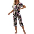 thumbnail image 3 of MINTREUS Women's Pajama Sets Short Sleeve Shirt and Capri Soft Pajama Sets with Pockets S-4XL, 3 of 7