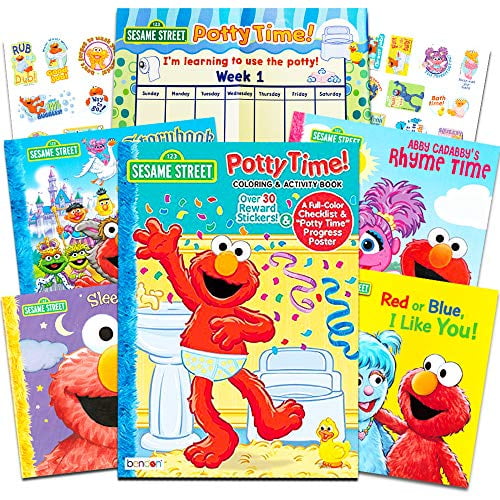 Sesame Street Elmo Potty Training Book Super Set For Toddlers Includes Progress Chart, Poster, Reward Stickers And Bonus Sesame Storybooks (Abc, ...
