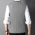 thumbnail image 6 of ZCFZJW Men's Sleeveless Sweater Vest Lightweight Casual Fall Winter Solid Color Striped Knitted V-Neck Cotton Vest Pullover Jumper Tops Gray XXL, 6 of 7