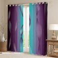 thumbnail image 2 of Gradient Purple and Teal Curtains & Drapes 2 Panels 38"Wx54"L,Silver Foil Print Wave Striped Curtains Ombre 30%-50% Blackout Curtains,Abstract Art Room Decor Aesthetic, 2 of 6