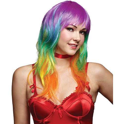 Rainbow Multicolor Wig Adult Halloween Accessory Walmart Com Walmart Com