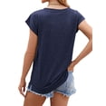 thumbnail image 5 of SLADYGLO Women Crew Neck Raglan 1/4 Sleeve Chest Pocket Split Hem T-Shirt, 5 of 7
