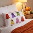 thumbnail image 5 of Colorful Sequin Ghost Lumbar Pillow Cover White Cushion Case With Scalloped Glitter Ghost Decorative Throw Pillowcase For Sofa Couch Cute, 5 of 7