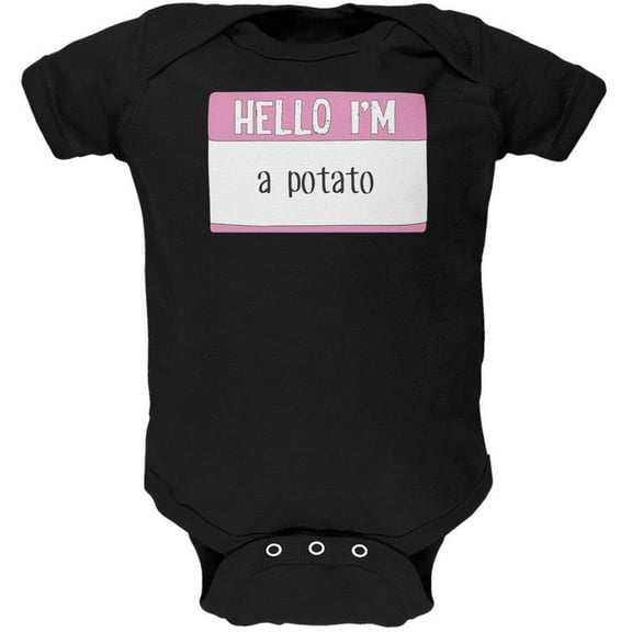 Halloween Hello I'm a Potato Black Text Soft Baby One Piece Black 12 Month