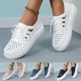 thumbnail image 6 of Platform Fashion Sneakers for Women 2025 Casual Leather Hollow out Lace up Walking Sandals Shoes, 6 of 7