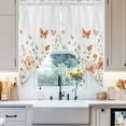thumbnail image 4 of Pink Flower Swag Valances for Windows 2 Pack Watercolor Butterfly Wildflower Vintage Plant Swag Kitchen Curtains 63 Inches Long Rod Pocket Short Window Treatment for Kitchen Bathroom 36"x63", 4 of 8