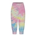 thumbnail image 5 of Zylarhe Women's Pants Women's Casual Capris High Waist Tie Dye Print Drawstring Joggers Comfortable Pants Soft Stretchy Yoga Trousers Trendy Athletic Bottoms, 5 of 5