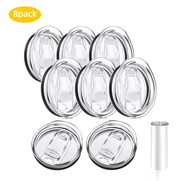 RYLZX 8 Pack 20oz Skinny Tumbler Replacement Lids ,2.75in Cup Mouth Compatible with YETI Rambler and More Tumbler Cups,Spill Proof Splash Resistant Silicone Sliding Covers.