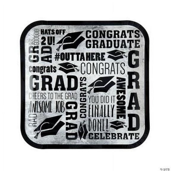 Rad Grad Paper Dinner Plates, Graduation, Party Supplies, 8 Pieces