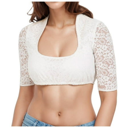 Puawkoer Women 1Pc Underwire Lingerie Tube Top Lace Vest Women s Elegant Leather Bandeau Top Dirndl Blouse Black Dirndl Tube Crop Top Blouse Lace Blouse for Oktoberfest Linge