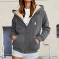 thumbnail image 2 of YAYUBA Coats for Women Fleece Full Zip Sherpa Lined Hoodie Zip Up Winter Warm Hoodie Winter Thicken Warm Jacket Size M,Grey, 2 of 3