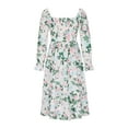 thumbnail image 5 of Njoeus Women's Chiffon Wide Neck Floral Print Flowy Midi Dress Casual Tie Waist Long Sleeve Smocked Long Dresses, 5 of 8