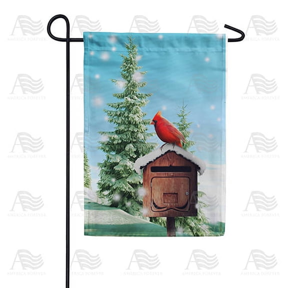 America Forever Winter Cardinal Garden Flag Double Sided Vertical Decorative 12.5 x 18 inches for Outdoor, Yard, Porch Happy Holiday Welcome Winter Red Cardinal Snowfall Winter Mailbox Flag