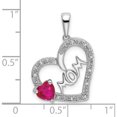 thumbnail image 3 of 14K White Gold Ruby And Diamond Mom Heart Pendant (Width 18.1) (Length 23.71) - Jbsp, 3 of 5