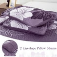 thumbnail image 5 of Dintszyayue Bohemia Floral Quilt Set King Size,3Pcs Purple Boho Bedding Set Soft Adult(90"x110"), 5 of 7