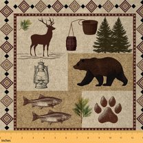 Castle Fairy Teens Bear Deer Fabric by the Yard 5 Yards,Tribal Aztec Fabric for Sewing,Rustic Cabin Home Decor Fabric by the Yard,Ultra Soft Home Decor
