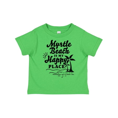 

Inktastic Myrtle Beach is My Happy Place with Palm Trees Gift Toddler Boy or Toddler Girl T-Shirt