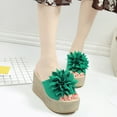 thumbnail image 2 of Women Sandals Juebong Women's Platform Espadrille Slide Sandals Bowknot Wedge Sandals Slip On Open Toe High Heels Casual Summer Dress Shoes, 2 of 4