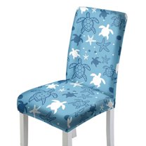 Xoenoiee Turtle Starfish Print Stretch Chair Covers for Dining Room, Removable Washable Dining Room Chair Covers, Dining Chair Slipcovers Seat Protector for Home Banquet Decor, 1 Pack