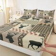 thumbnail image 4 of Manfei Green Check Buck Queen Sheets,Rustic Woodland Queen Sheet Sets,4-Piece,1 Flat Sheet, 1 Fitted Sheet and 2 Pillowcases, 4 of 6