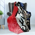 thumbnail image 4 of Jazz Soft Flannel Fleece Throw Blanket, Musician Playing Saxophone Instrument Concert Performance, Cozy Plush for Indoor and Outdoor Use, 50" x 60", Vermilion Navy Blue, by Ambesonne, 4 of 5
