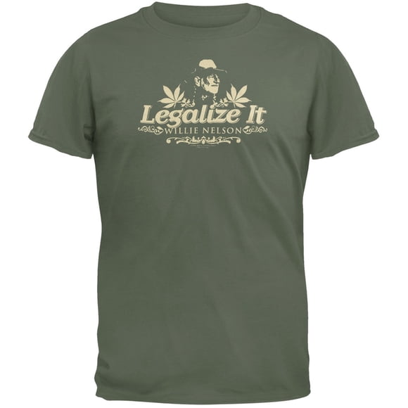 Willie Nelson - Legalize It Olive T-Shirt
