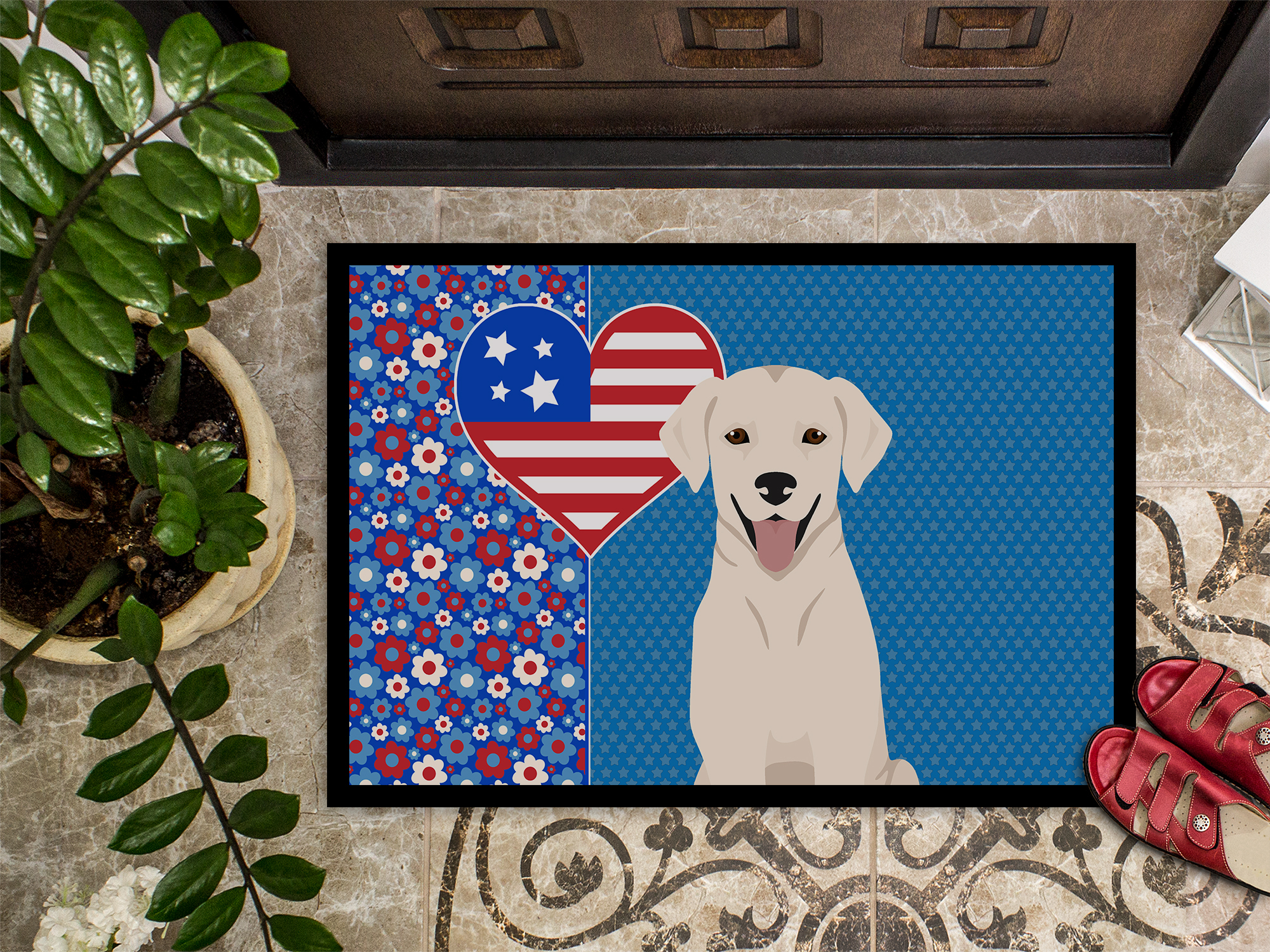 White Cream Labrador Retriever USA American Indoor or Outdoor Mat 24x36