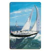Yachta Tachta - Yacht Sailboat - From an Original Color Painting by Scott Westmoreland - 8 x 12 inch Vintage Wood Art Sign