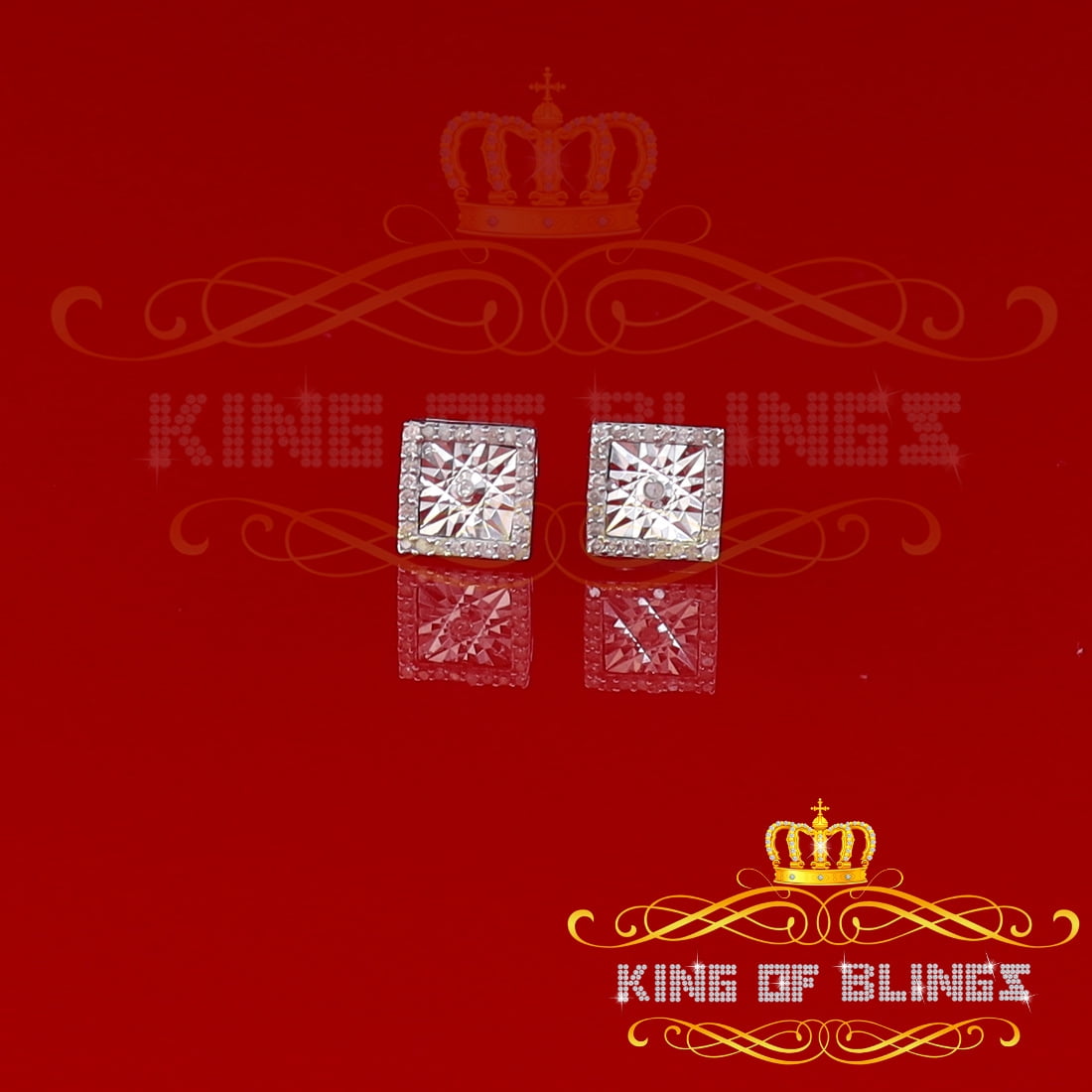 King of Bling's Aretes Para Hombre 925 White Silver 0.15ct Diamond Women's/ Men's Stud Earrings
