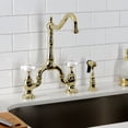 thumbnail image 2 of Kingston Brass KS7752PXBS English Country 1.8 GPM Bridge Kitchen Faucet - Brass, 2 of 6