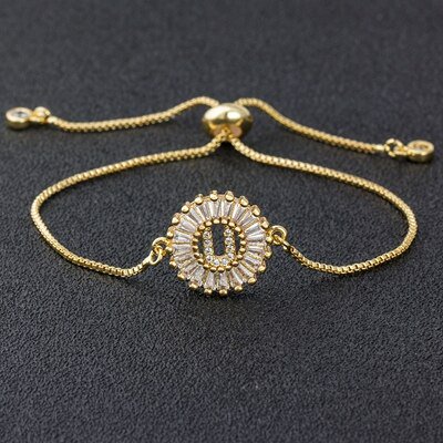 Nidin gran oferta AZ inicial Micro Pave Cubic Zircon letra encanto cadena pulseras ajustable para mujeres amantes joyería regalo brazalete Tan Jianjun unisex