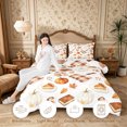 thumbnail image 4 of Erosebridal Pumpkin Coffee Queen Comforter Set 3 Pieces,Cozy Fall Comforter Sets Queen,White Orange Brown,Reversible,1 Comforter and 2 Pillowcases, 4 of 6