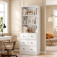 thumbnail image 5 of RichYa 2Pcs 71'' Tall Bookcase with 3 Drawers,3 Tier Display Bookshelves for Home Office,Living Room,White, 5 of 8