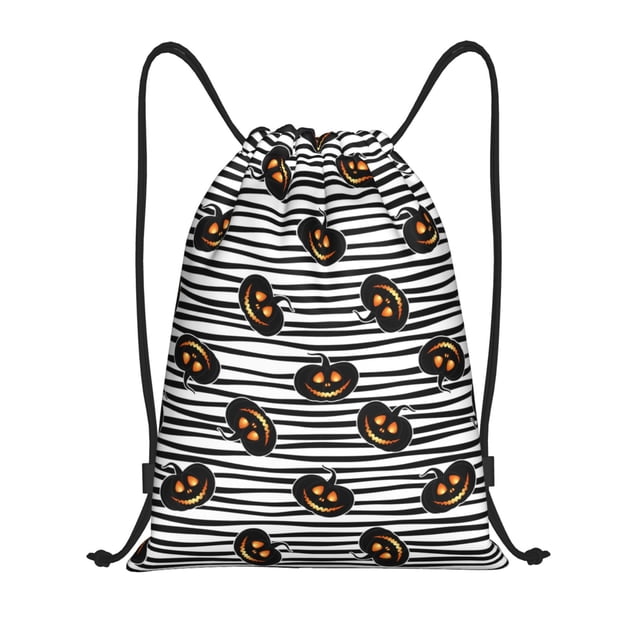 Saiise Haloween Pumpkins Pattern Sports Drawstring Backpack - String Swim Gym Bag with Wet Proof Pocket for Women&Men-Small