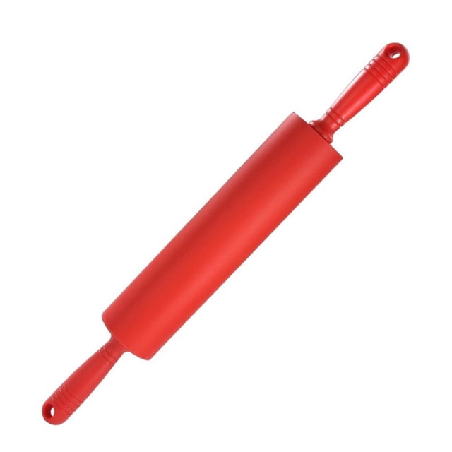 MYG Silicone Rolling Pin Set Non-Stick Flour Roller Baking Tool Kitchen Utensil for Dough Pastry Fondant Pizza Pasta 18 Inch Red
